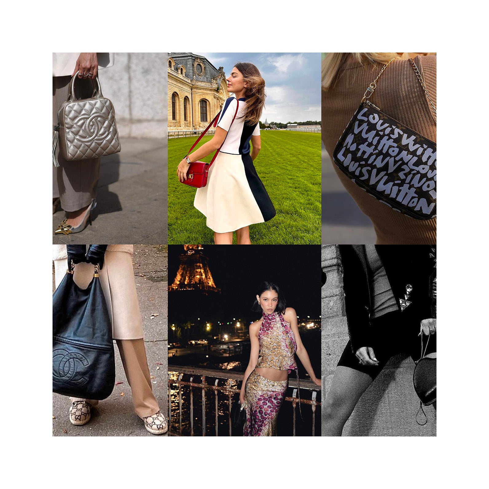 Fashion collages showcasing stylish handbags and chic outfits - HerAge