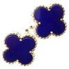 Van Cleef & Arpels Vintage Lapis Lazuli Alhambra Yellow Gold Earrings Secondhand