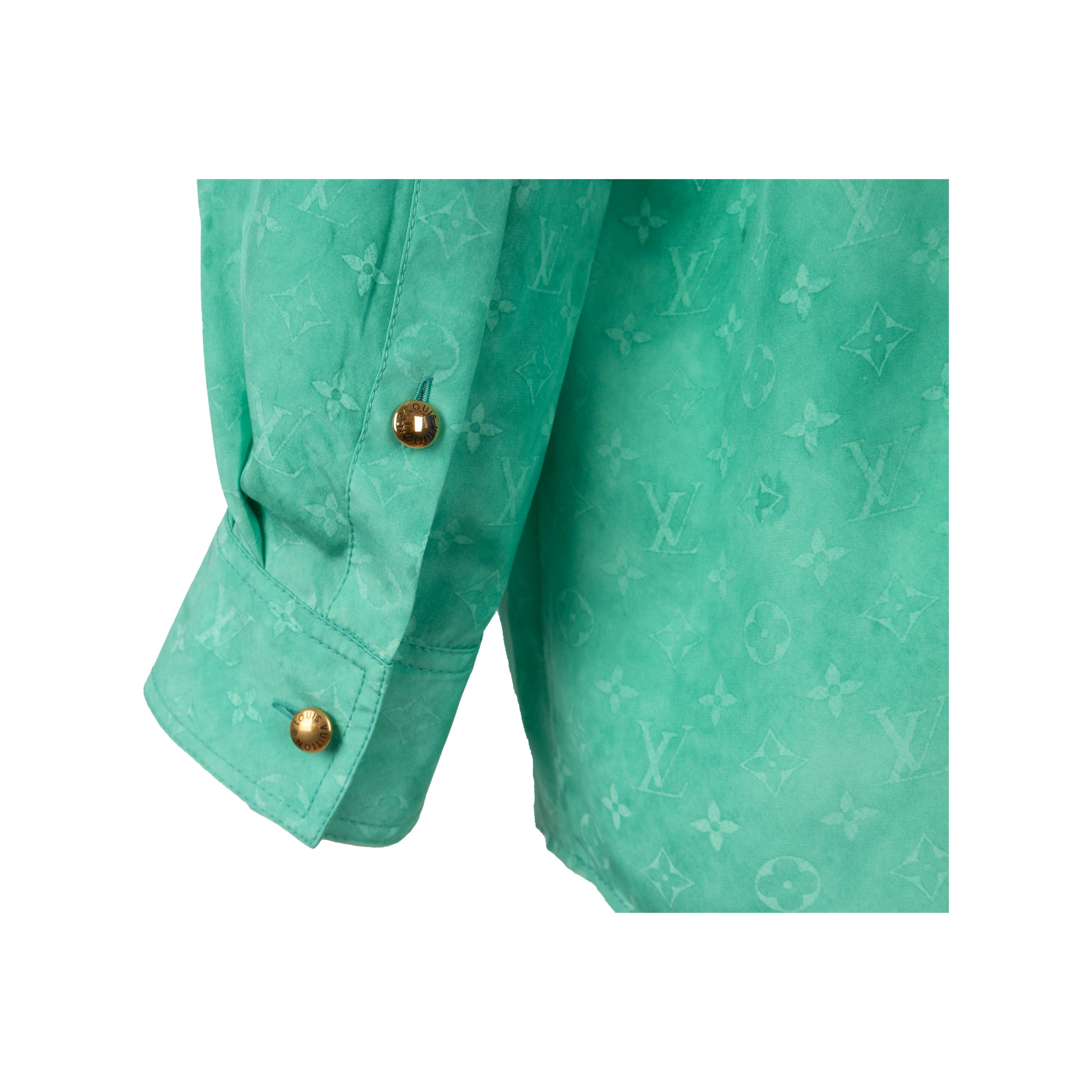Authentic LOUIS VUITTON MONOGRAM CLOUD MASCULINE Button Up Silk Shirt 40 New