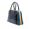 Secondhand Prada Bicolor Saffiano Vernice Pyramid Frame Handbag