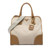 Secondhand Prada Saffiano Trimmed Canvas Canapa Satchel