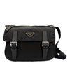 Secondhand Prada Saffiano Trimmed Tessuto Zip Double Buckle Messenger Bag