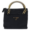 Secondhand Prada Metal Handles Tote Tessuto