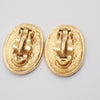 Chanel Vintage CC Crown Oval Plate Clip-On Earrings Metal