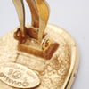 Chanel Vintage CC Crown Oval Plate Clip-On Earrings Metal