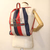 Gucci Logo Drawstring Backpack Striped Canvas