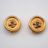 Chanel Vintage Camellia Earrings Gold-plated
