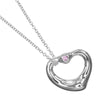 Tiffany & Co. Elsa Peretti Open Heart Pendant Necklace Sterling Silver with Pink Sapphire