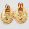 Chanel Vintage CC Crown Oval Plate Clip-On Earrings Metal