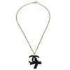 Secondhand Chanel CC Bow Chain Pendant Necklace Metal with