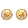 Secondhand Hermes Vintage Round Clip-On Earrings Printed Enamel and