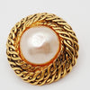 Chanel Vintage Round Clip-On Earrings Metal with Faux Pearl
