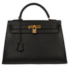 Secondhand Hermes Kelly Handbag Black Ardennes with Gold Hardware