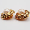 Chanel Vintage Round Clip-On Earrings Metal with Faux Pearl