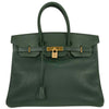 Secondhand Hermes Birkin Handbag Green Ardennes with Gold Hardware