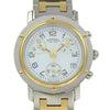 Secondhand Hermes Clipper Chronograph Quartz Watch Stainless Steel with Plated Metal and Mother of
