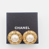 Chanel Vintage Round Clip-On Earrings Metal with Faux Pearl