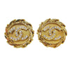 Chanel CC Button Clip-On Earrings Metal with Faux Pearl