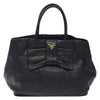 Secondhand Prada Bow Tote Black Leather Bags