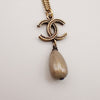 Chanel CC Drop Pendant Necklace Metal with Resin