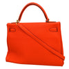 Hermes Kelly Handbag Orange Clemence with Gold Hardware