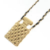 Chanel CC Perfume Bottle Pendant Chain Long Necklace Metal with Leather, Crystals and Faux Pearl