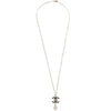 Secondhand Chanel CC Pearl Drop Pendant Necklace Metal with Faux
