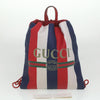 Gucci Logo Drawstring Backpack Striped Canvas