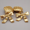 Chanel Vintage Clip On Bow Earrings Metal