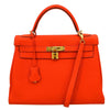 Hermes Kelly Handbag Orange Clemence with Gold Hardware