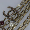 Chanel Vintage Double Strand CC Pendant Necklace Metal with Crystals