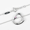 Tiffany & Co. Elsa Peretti Open Heart Pendant Necklace Sterling Silver with Pink Sapphire