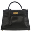 Hermes Kelly Handbag Black Box Calf with Gold Hardware