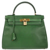Hermes Kelly Handbag Green Courchevel with Gold Hardware