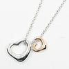Tiffany & Co. Elsa Peretti Double Open Heart Pendant Necklace Sterling Silver and 18K Rose Gold