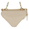 Prada Triangle Double Zip Pouch Bag with Chain Patent leather