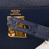 Hermes Kelly Handbag Blue Ardennes with Gold Hardware