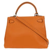 Secondhand Hermes Kelly Handbag Orange Togo with Palladium Hardware