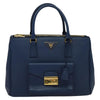 Prada Front Pocket Double Zip Lux Tote Saffiano Leather