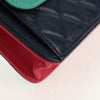 Chanel Tricolor CC Multi-Pocket Wallet on Chain Quilted Goatskin