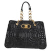 Salvatore Ferragamo Gancini Convertible Tote Quilted Leather