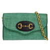 Gucci Horsebit 1955 Curved Flap Shoulder Bag Raffia