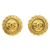 Chanel Vintage CC Logo Round Clip on Earrings Textured Metal