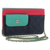Chanel Tricolor CC Multi-Pocket Wallet on Chain Quilted Goatskin