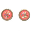 Chanel CC Logo Button Stud Earrings Metal with Crystals