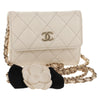 Secondhand Chanel Camellia Bow Flap Card Holder with Chain Quilted