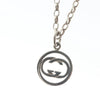 Gucci Engraved Interlocking G Chain Link Pendant Necklace Sterling Silver