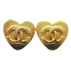 Chanel Vintage CC Heart Clip-On Earrings Metal
