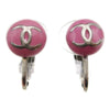 Secondhand Chanel CC Round Clip-On Earrings Enamel with