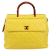 Chanel Vintage CC Resin Pocket Tote Quilted Leather